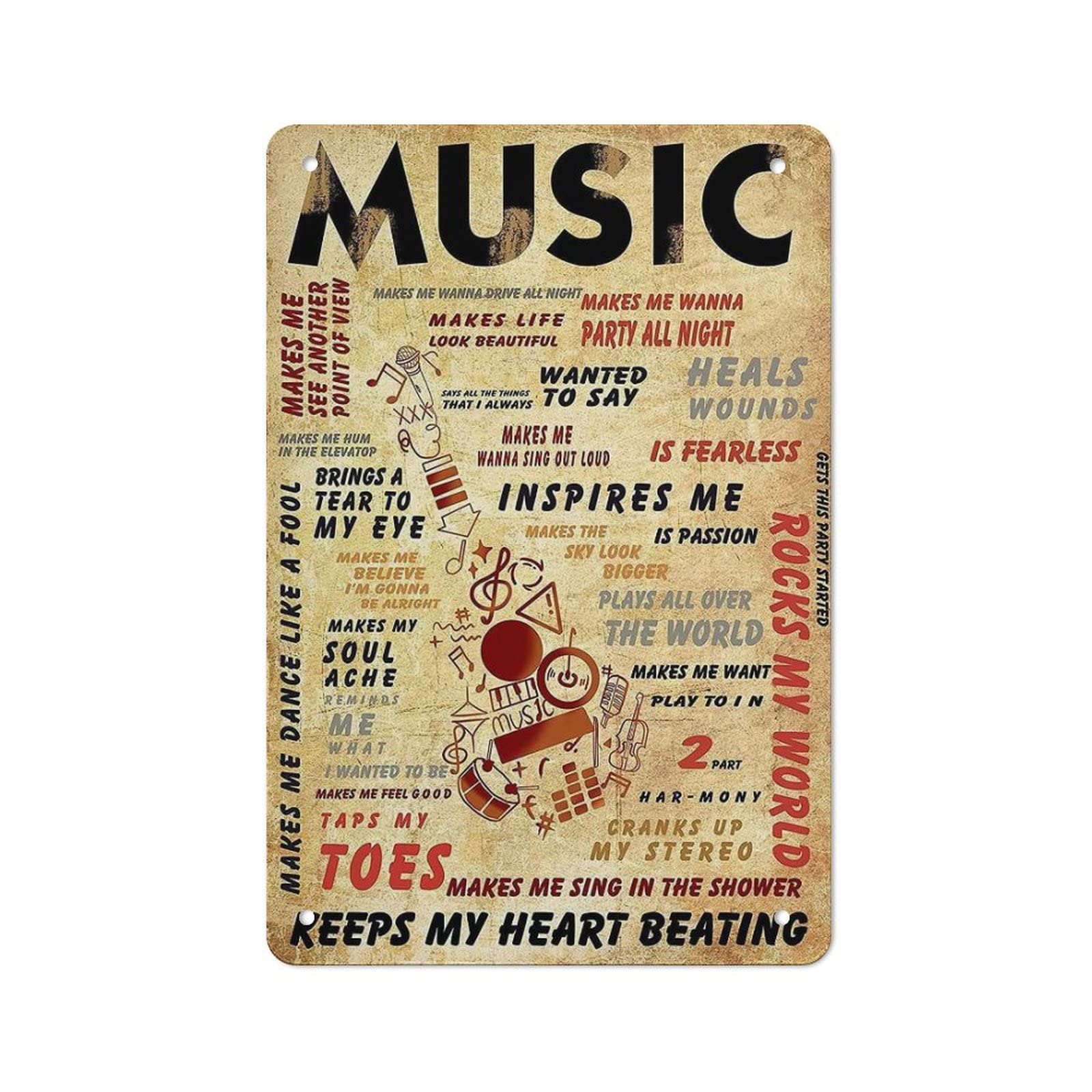 AOOEDM Music Metal Sign for Home Coffee Garage Wall Decor Vintage Poster Bar Signs for Home Bar Retro Metal Tin Sign