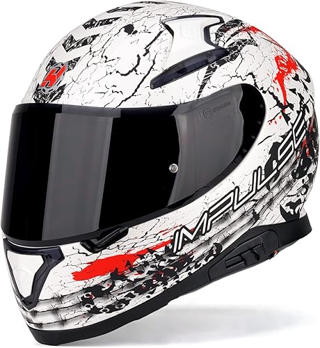 Hax - Casco integral de motocicleta y de moto de calle con doble aleta trasera y clavos de plástico para Pinlock Ready, para adultos, aprobado por
