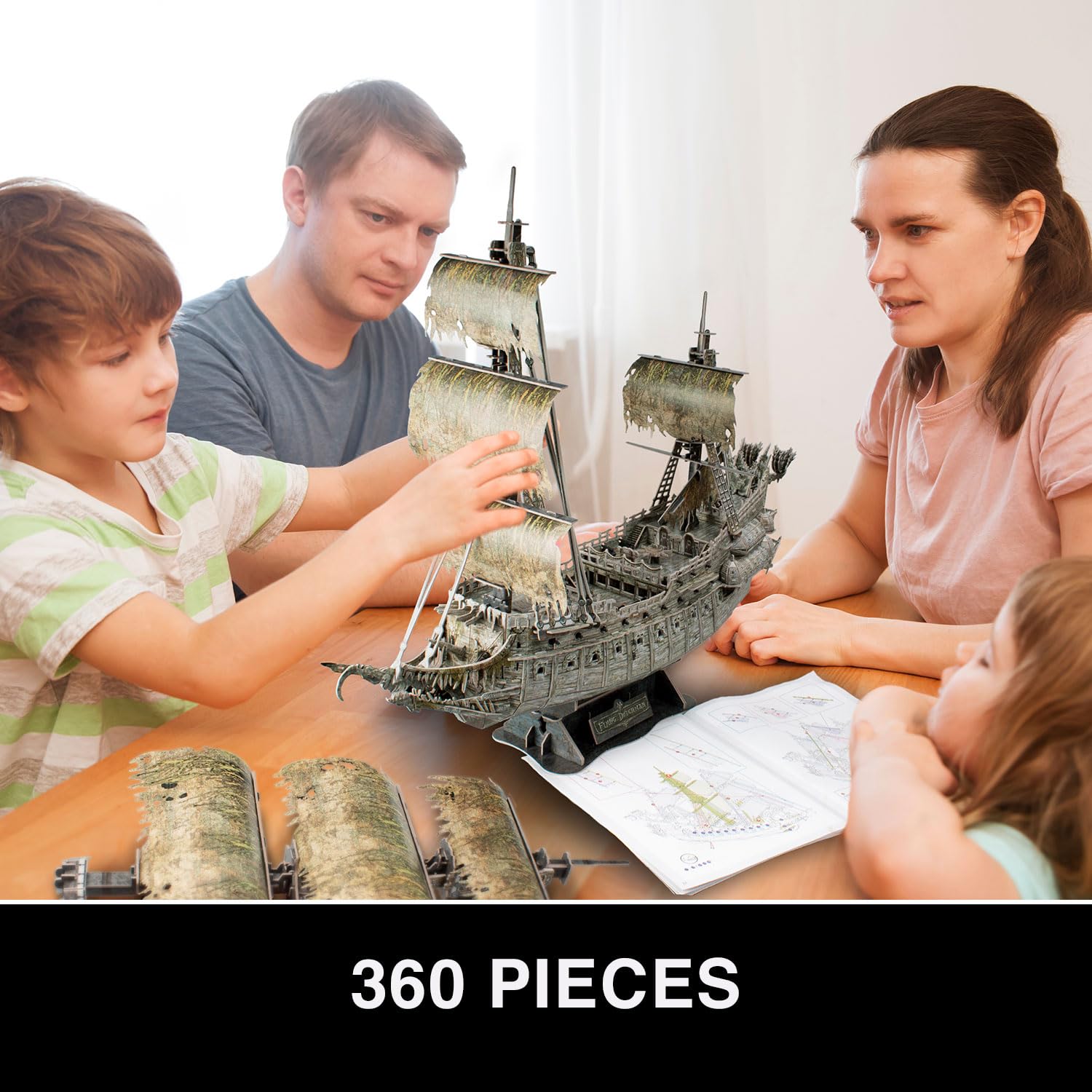 Party Town - Flying Dutchman | 3D Puzzle Kinder | 3 d Puzzle erwachsen | Schiff Deko | Modellbausatz Schiff | 360 Teile | Modellbausatz Erwachsene