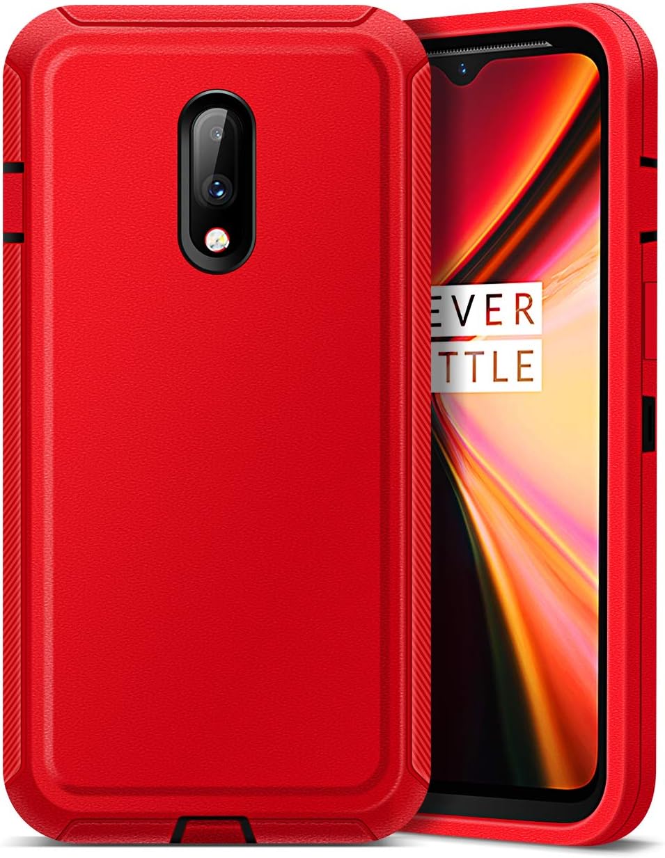 Jelanry Heavy Duty Armor for OnePlus 7 Case Dual Layer Protective Shell Shockproof Outdoor Sports Rugged Phone Case Anti-Scratches Non-Slip Bumper Cover Hybrid Case for OnePlus 7 2019 Red
