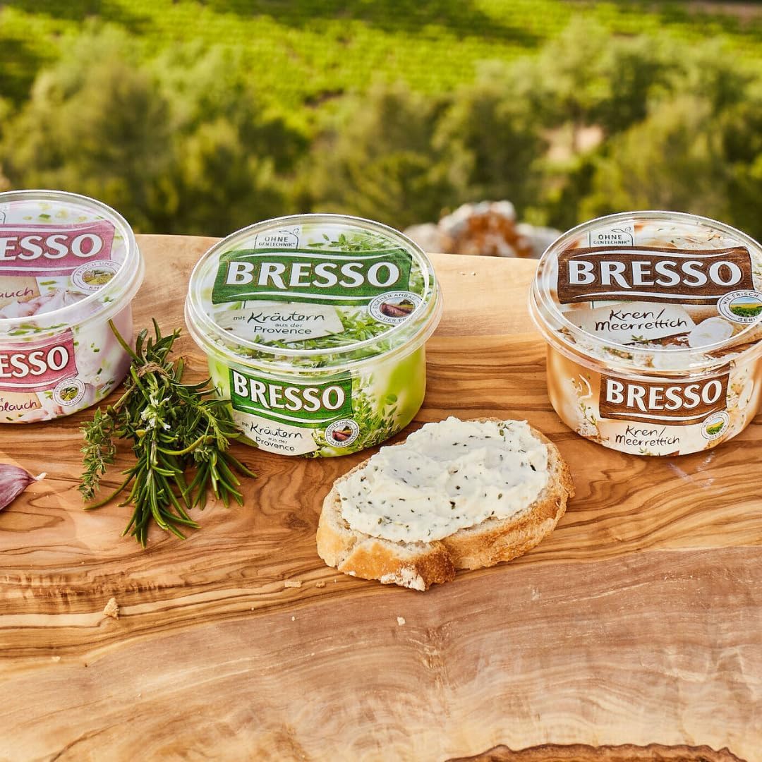 Bresso Portionen Feine Kräuter Käse Kräuterkäse Köstlicher Frischkäse 120 gramm X 4 STÜCK [Frischegarantie]