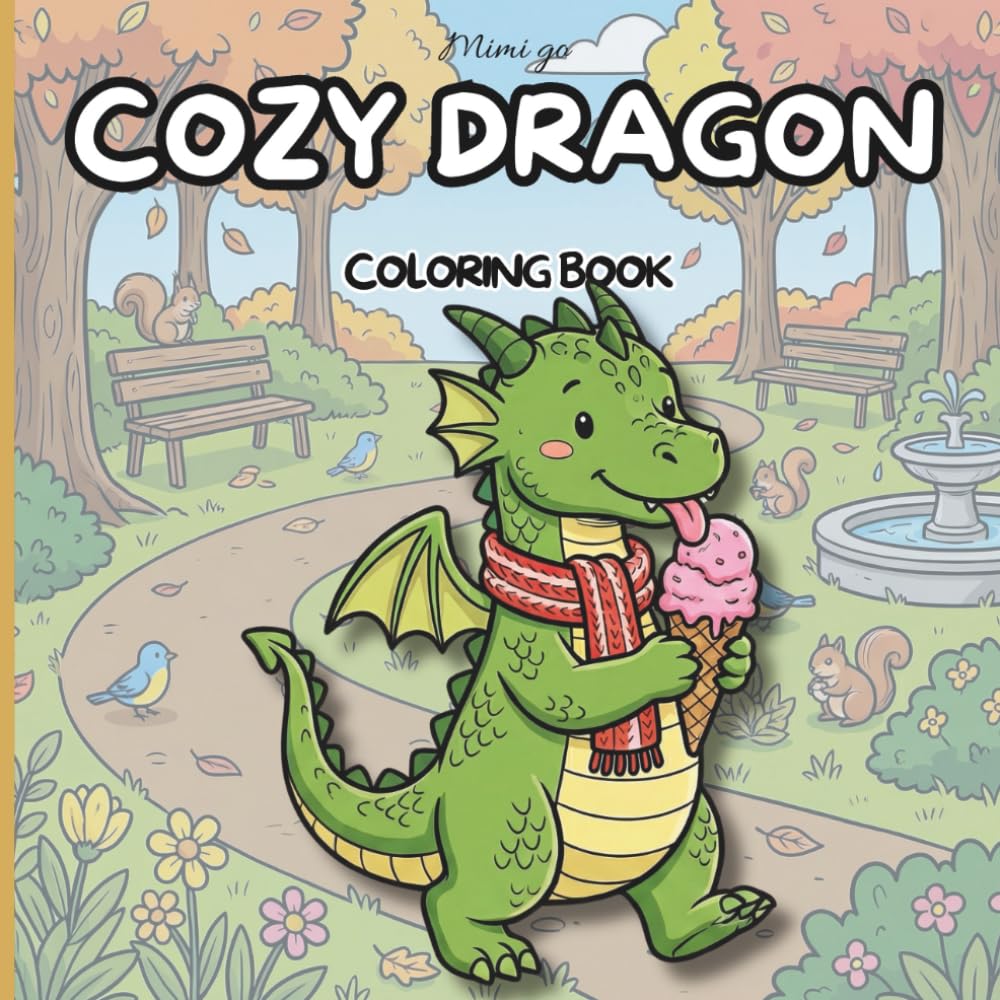 Cozy Dragon: Un libro da colorare con 40 illustrazioni rilassanti, pensato per adulti e ragazzi che desiderano rallentare e ritrovare momenti di calma.