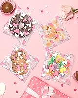 Vista 5 de RAYNAG 200 bolsas de galletas de amor rosa con sello, bolsas individuales de celofán para galletas, pasteles, postres, golosinas panadería