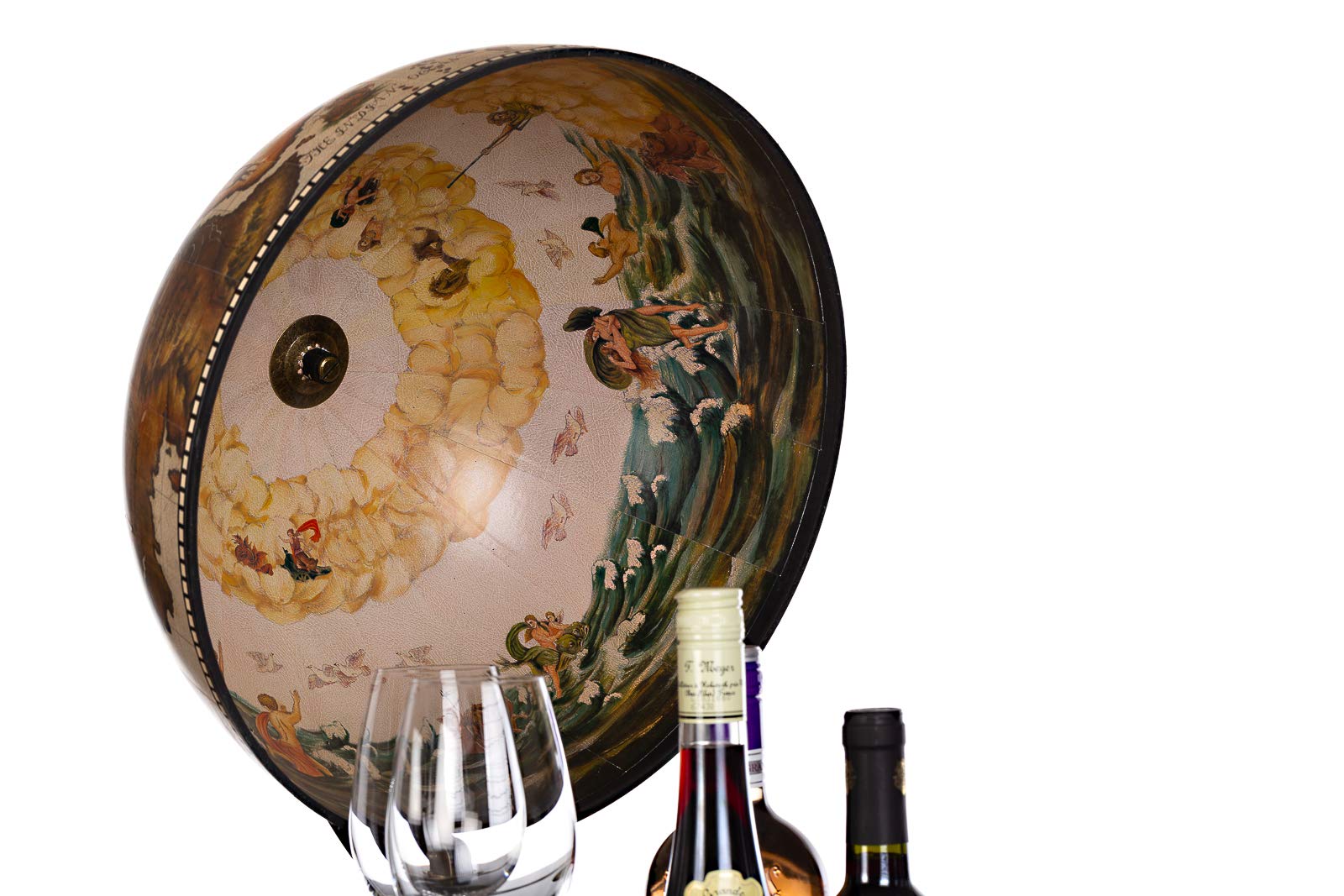 Chariot de bar géant / bar globe, avec couvercle et roulettes, 4 couleurs au choix : noir blanc brillant