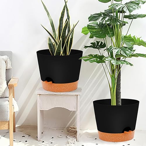 Miniatura 67 de GARDIFE 10/9/8 inch Plant pots, planters for Indoor Plants, self Watering Plant Pot, Flower pots, Black