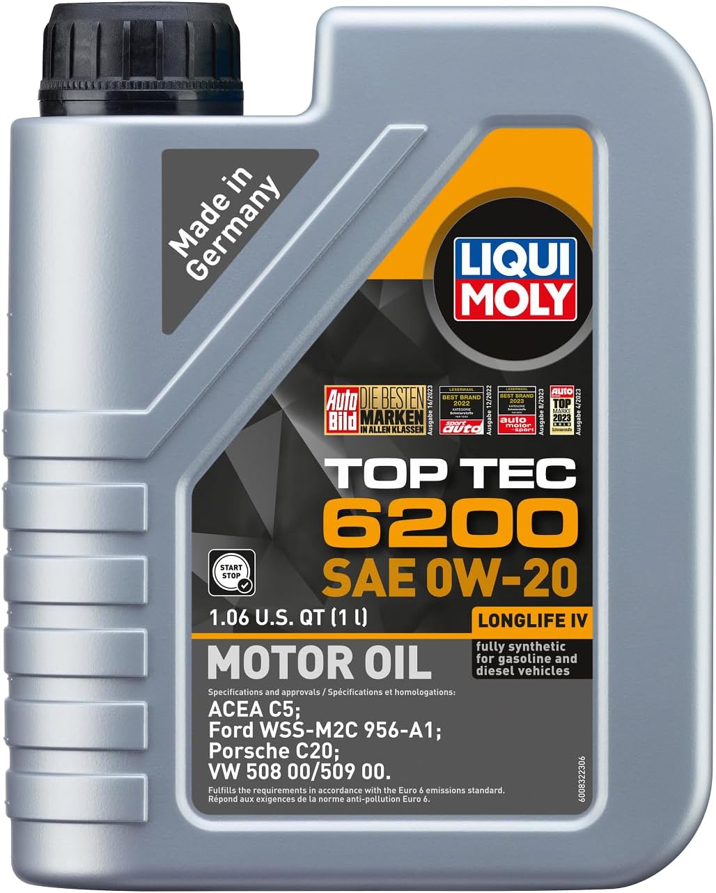 LIQUI MOLY Top Tec 6200 SAE 0W-20 | 1 L | Fully synthetic engine oil | SKU: 20236