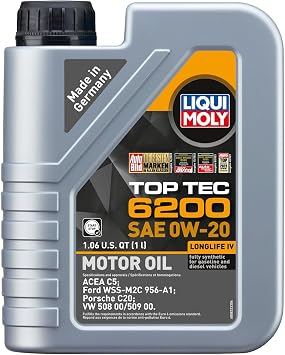 LIQUI MOLY Top Tec 6200 SAE 0W-20 | 1 L | Fully synthetic engine oil | SKU 20236