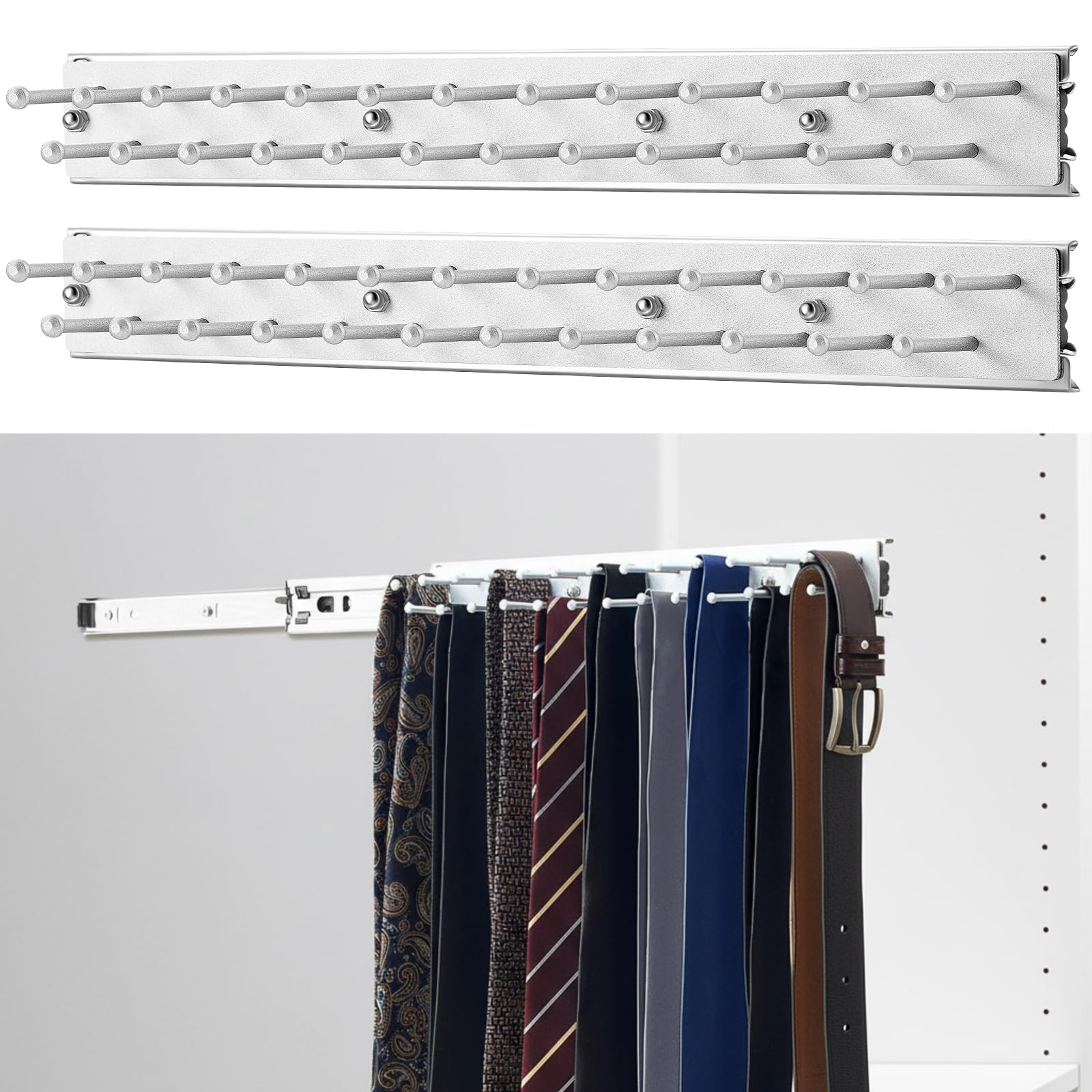 Blulu 2 Pcs Sliding Tie Rack Hangers