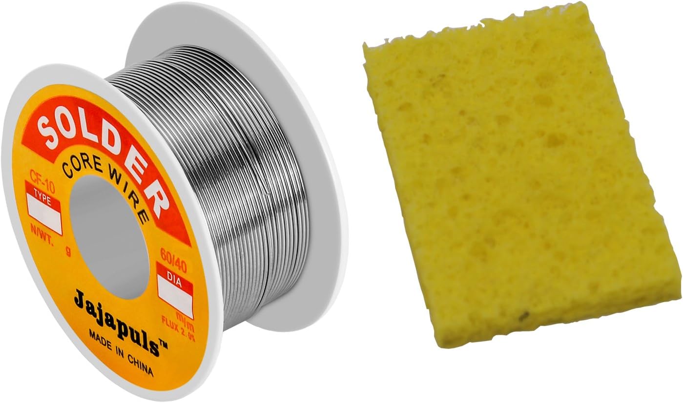 solder wire,soldering wire 50g 1.0 60-40 Rosin Core Spool Solder Wire 0.039’’ 0.11lb Core Solder Wire,Reel with soldering iron tips clean sponge (50G 60/40 Solder wire)