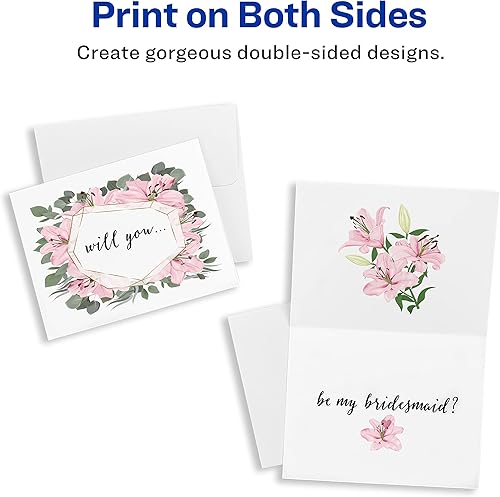 Miniatura 7 de Avery Tarjetas de notas imprimibles, 4.25 x 5.5 pulgadas, imprimibles por inyección de tinta, 60 tarjetas en blanco y sobres (8315)