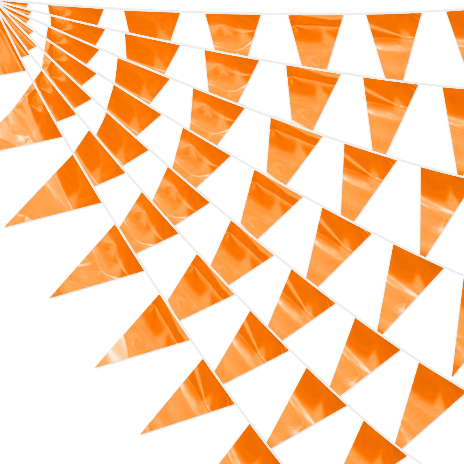 130FT Macaroon Orange Glitter Triangle Pennant Banner Flag Metallic Bunting Fabric Garland for Christmas Graduation Anniversary Birthday Engagement Wedding Anniversary Casino Party Decorations Decor