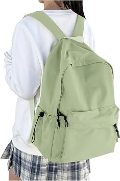 HYC00 School Backpack Womens, Causal Travel School Bags 14 Inch Laptop Backpack Rucksack Bag for Women Teenage Girls Boys Lightweight College Rucksack Water Resistant Bookbag Work Daypack, Green