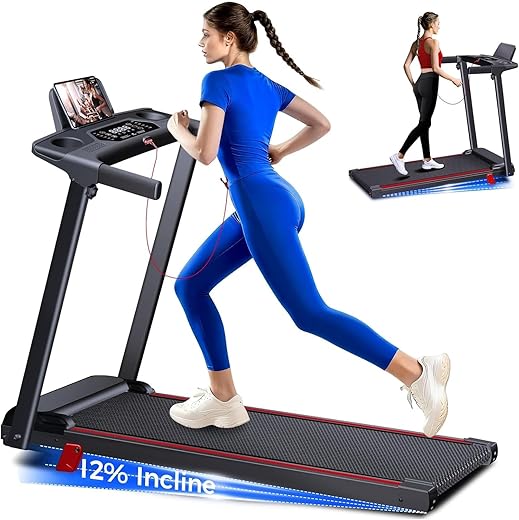 ZPUFDYM V7-1 Quiet Foldable Treadmill, 3HP Compact
