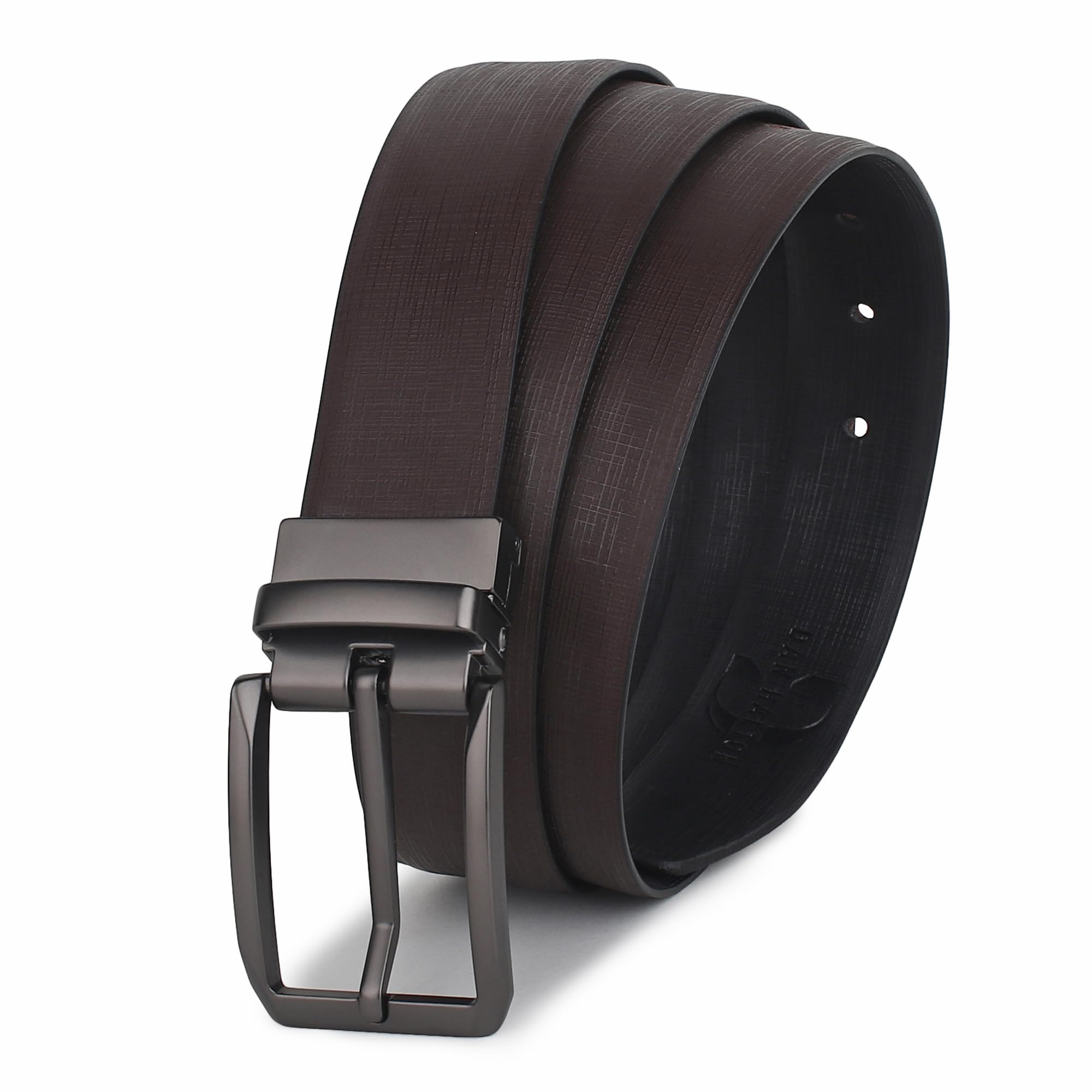 DANHALTON Spidex Pu Leather (Vegan) Formal Reversible Belt for Men (Color-Black and Brown || Anti-Rust Swift Rotatable Turning Buckle Width 35mm)