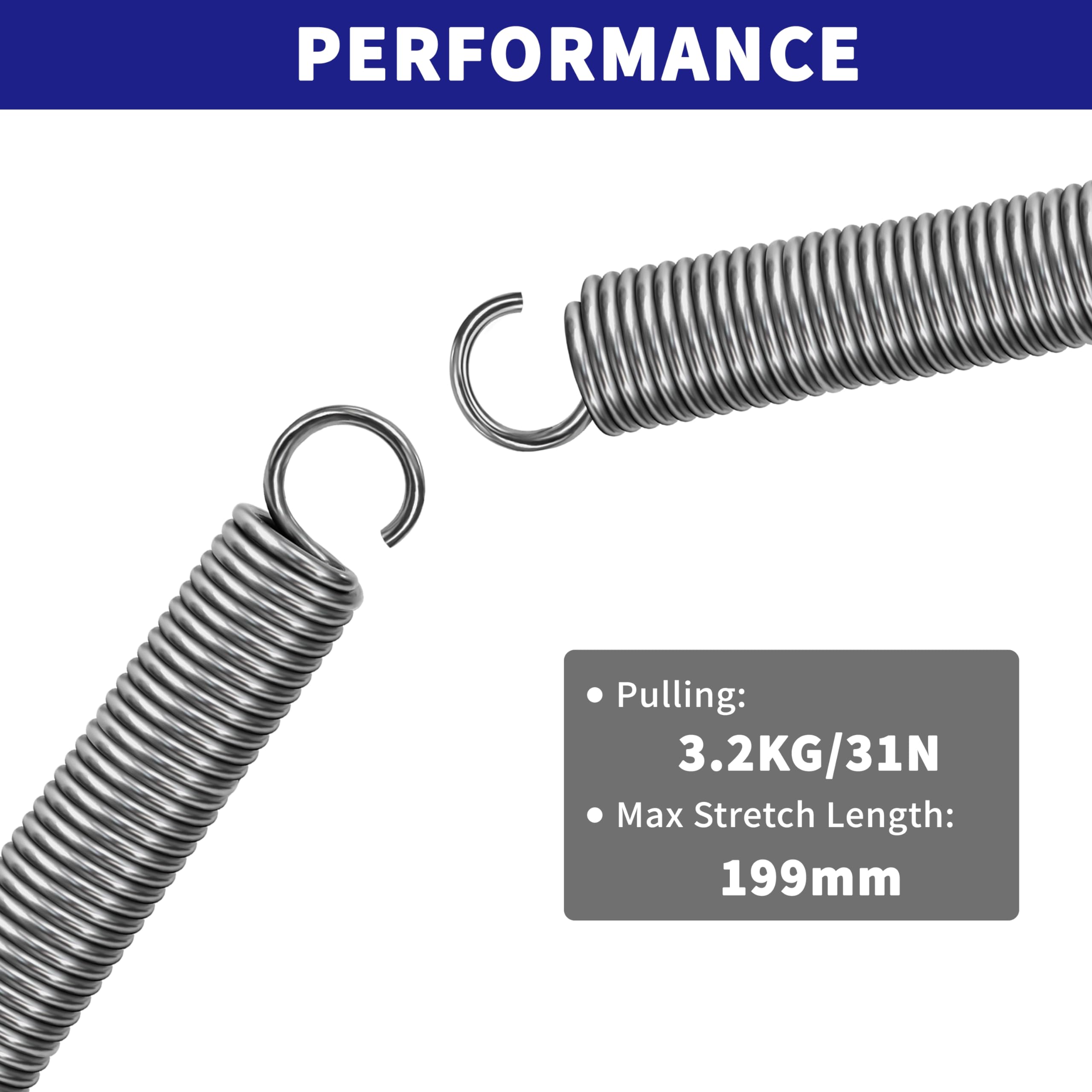 Ressort Acier Inoxydable 304 Ressorts De Traction QWORK - 2 Pièces