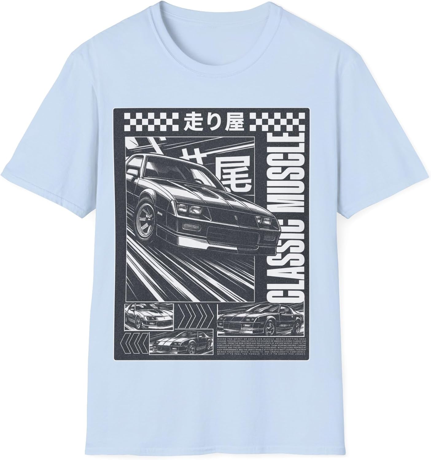 Vintage Muscle Car Anime T-Shirt, Graphic Style Tee, Women and Men Tee Shirt, Retro Car Lover Gift, Classic Vehicle Top