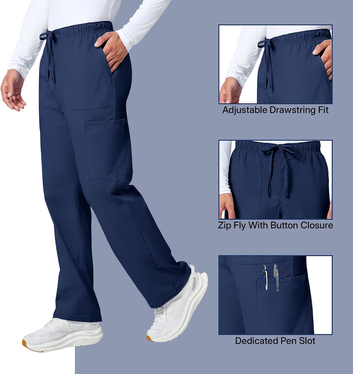 Cherokee WW Professionals Scrubs for Men Tapered Leg Cargo Scrub Pants | 5 Pockets, Comfortable Fabric, 2-Way Stretch, Zip Fly, Drawstring, Easy Care, Active Shifts, Made for Nursing Professionals