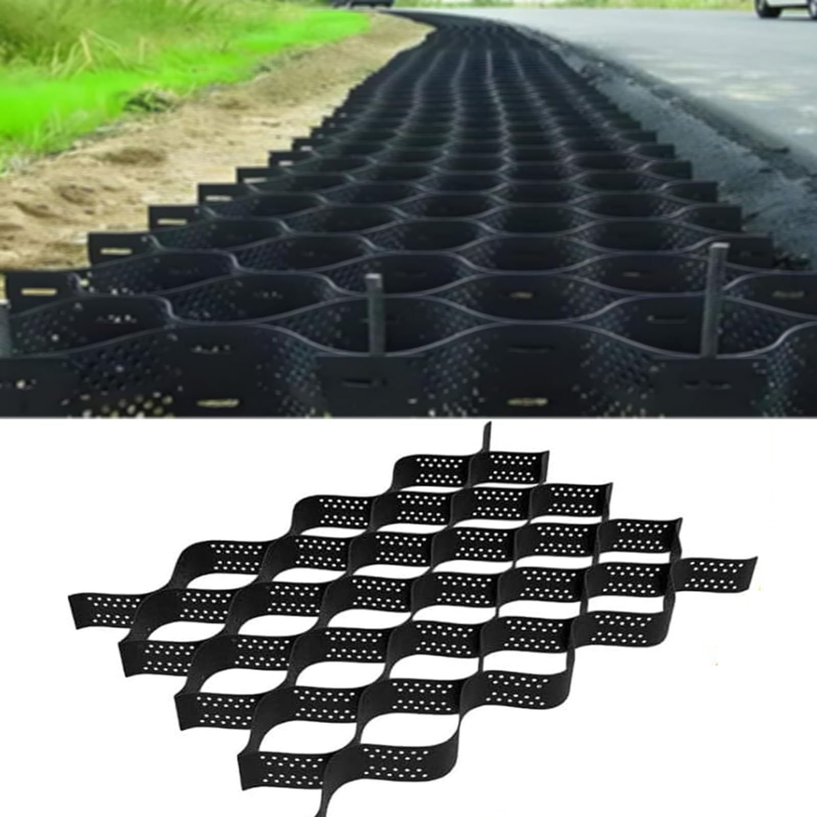 QYMYOZ Outdoor Patio Gravel Grid 2Inch Deep Foldable Paver Mesh for Filling Stones/Sand/Earth/Mud 6x6m (20x20ft) Driveway Paving Solution