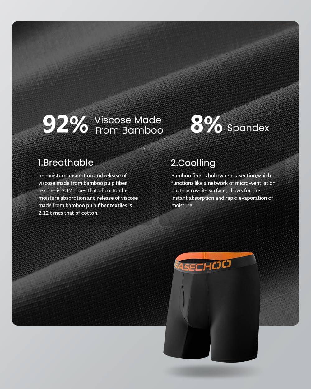 Men's Underwear,Rayon Made from Bamboo Men Boxer Briefs,Ultra Soft,Breathable,No Riding Up Leg,7 Pack - Image 5