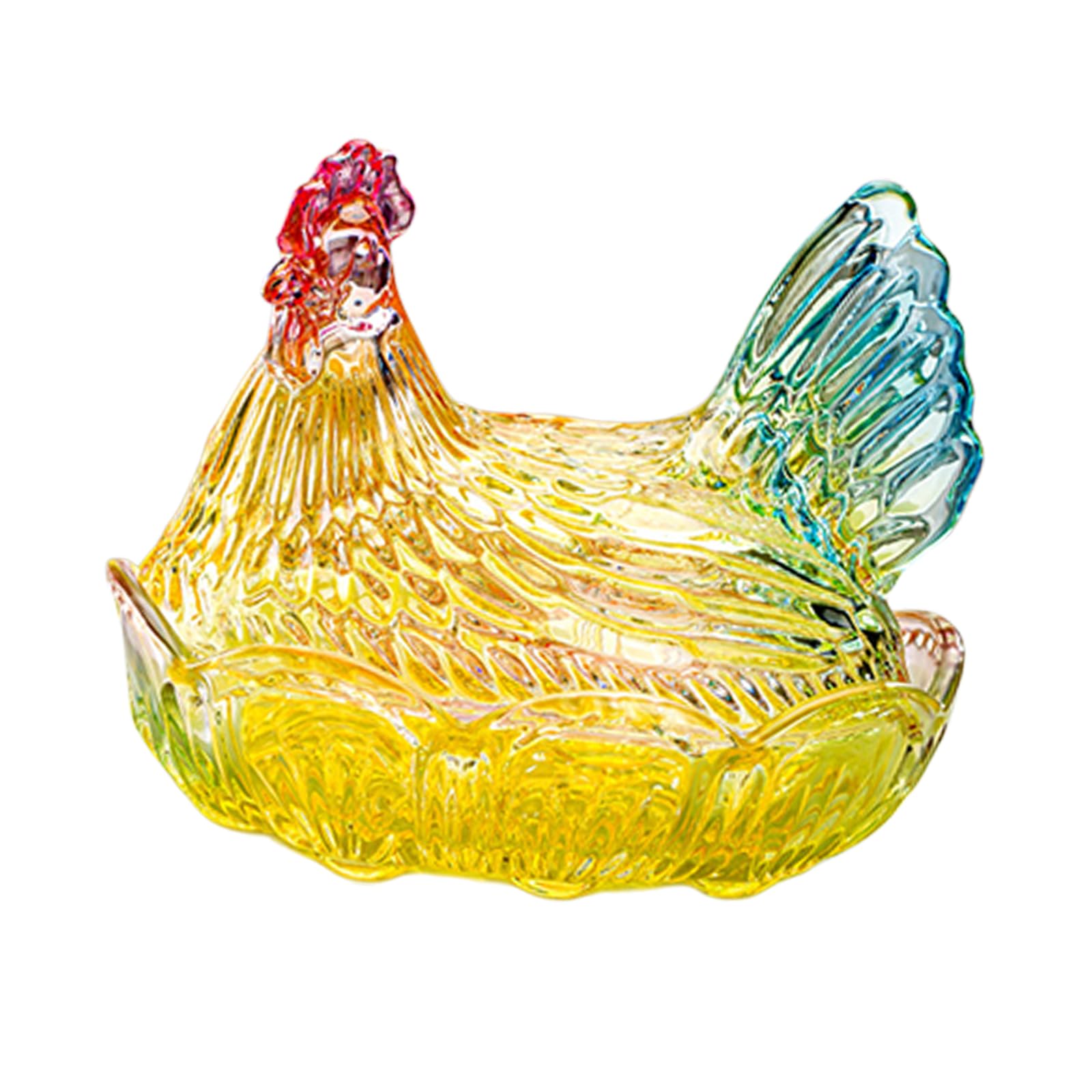 Caja de caramelos de cristal para gallina en tarros de dulces con tapa, platos de caramelo, decoración de mesa, plato de postre, tarros de regalo con tapa decorativa