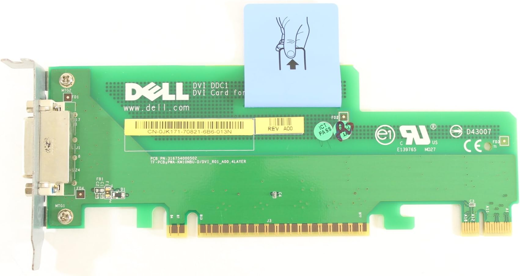DELL Optiplex 740 SFF 0JK171 JK171 DVI DDC1 LOW PROFILE SFF VIDEO CARD
