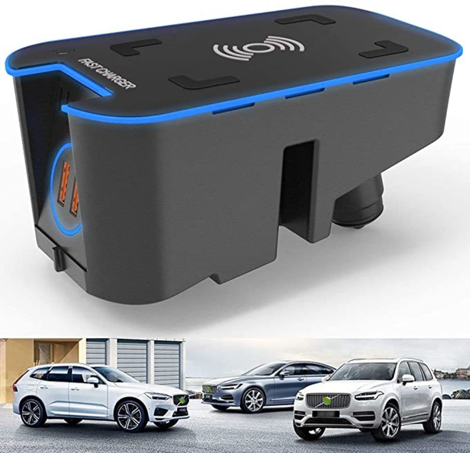Caricabatterie Wireless Rapido Tappetino di Ricarica Wireless Veloce per Telefono da 15 W, per VO-L-VO XC90 2015-2020/XC60 2018-2020/S90 V90 2017-2020/V60 S60 2019 2020, Caricabatterie Wireless per C