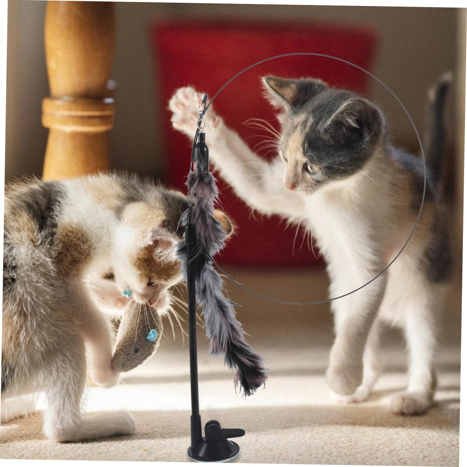FRCOLOR Jouet pour Chat - avec Clochette - Jouet pour Chaton - interactif - pour Animaux de Compagnie - Canne à pêche pour Chat