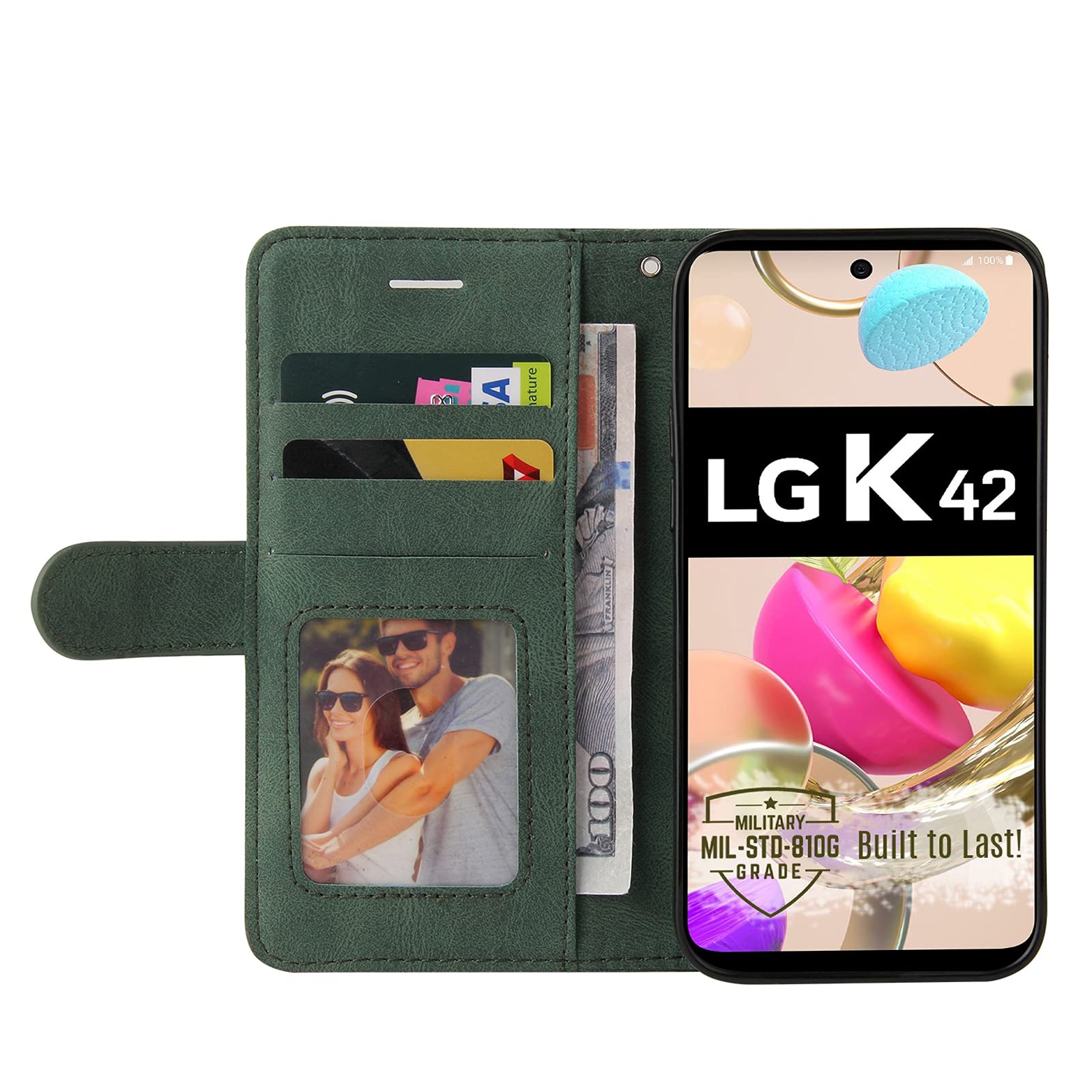 TingYR Cover per LG K42, Flip Custodia Carte di Credito da Funzione