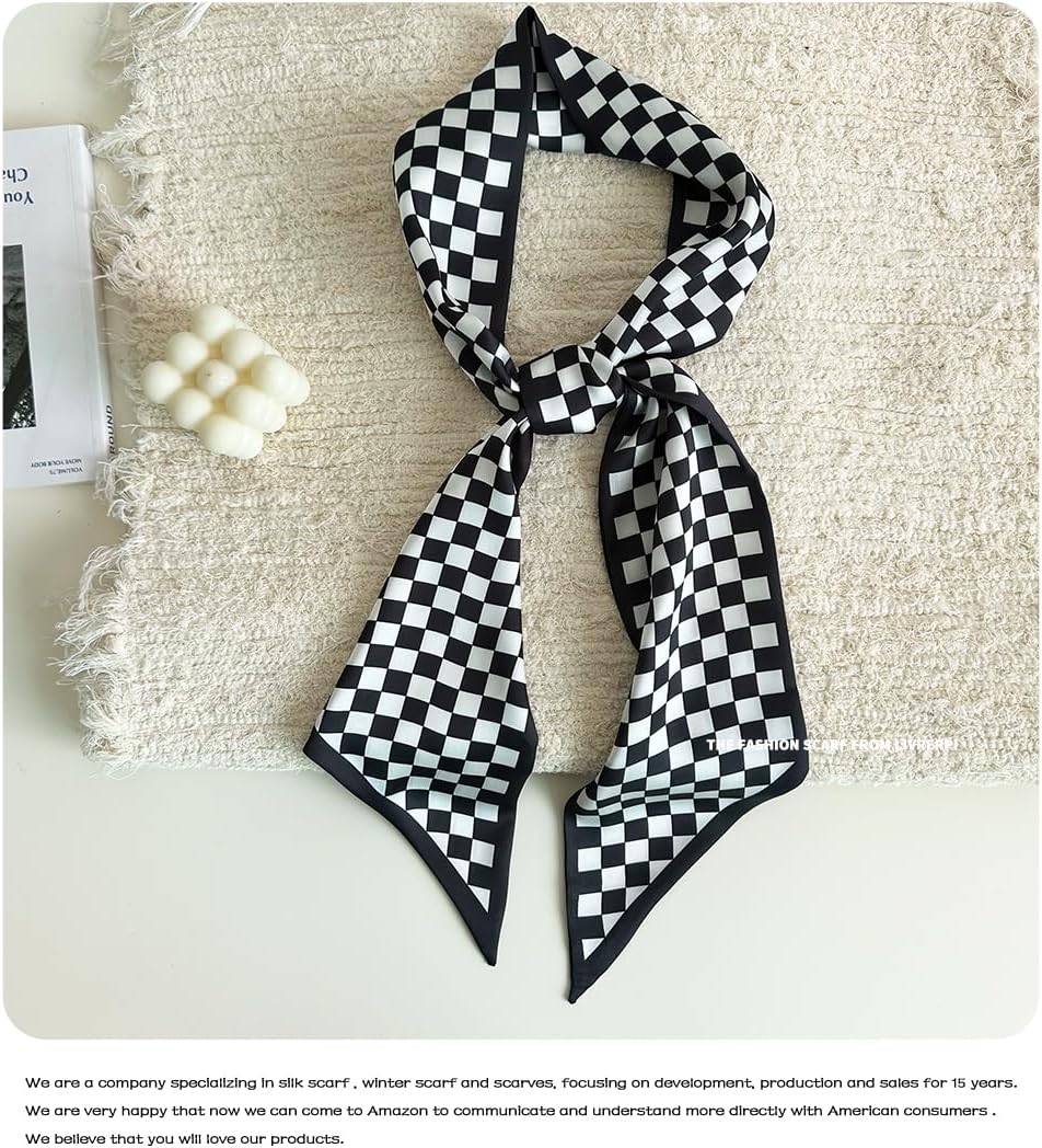 Livrerpi Silk Feeling Head Scarf Fashion Satin Hair Scarf Square Long Scarves for Women Gifts - Image 4