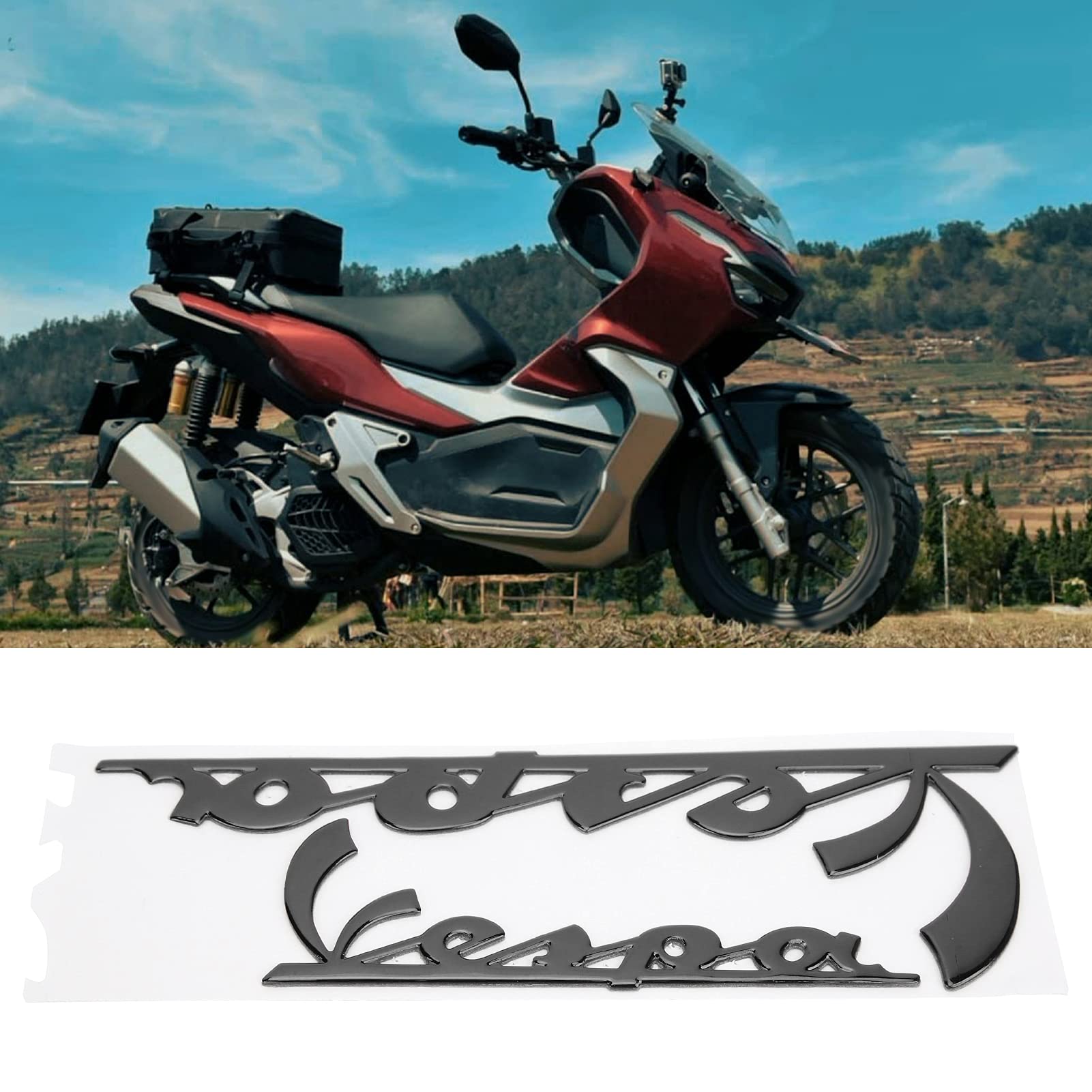 KIMISS Motorrad-Emblem-Aufkleber 3D – Für Vespa GTS300, LX125, LX150 & Mehr, Silberfarben, Einfach Anzubringen