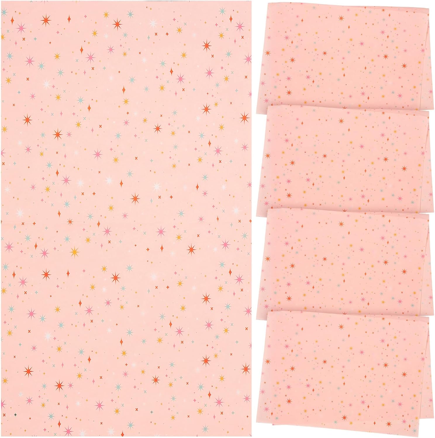 JOINPAYA 30 Sheets Colored Star Pattern Tissue Paper for Bouquet Wrapping, Creative Thin Wrapping Tissue Paper Bulk Pack 50x35cm for Packaging and Floral Crafts