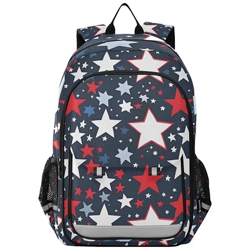 senya School Backpack Kids College Rucksack Travel Bookbag Fashion Back Pack Girls Boys Red White Blue Stars