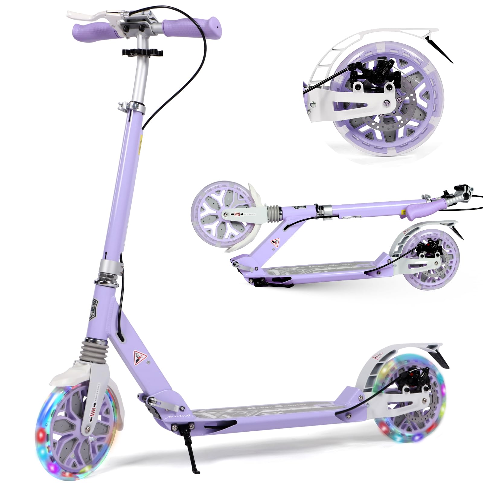 Kickscooter, Tretroller für Kinder ab 8–12 Jahren, 200 mm große Räder, Roller für Erwachsene mit Scheibenbremsen, Erwachsenenroller mit Tragegurt und doppelter Stoßdämpfung, Faltbarer Tretroller