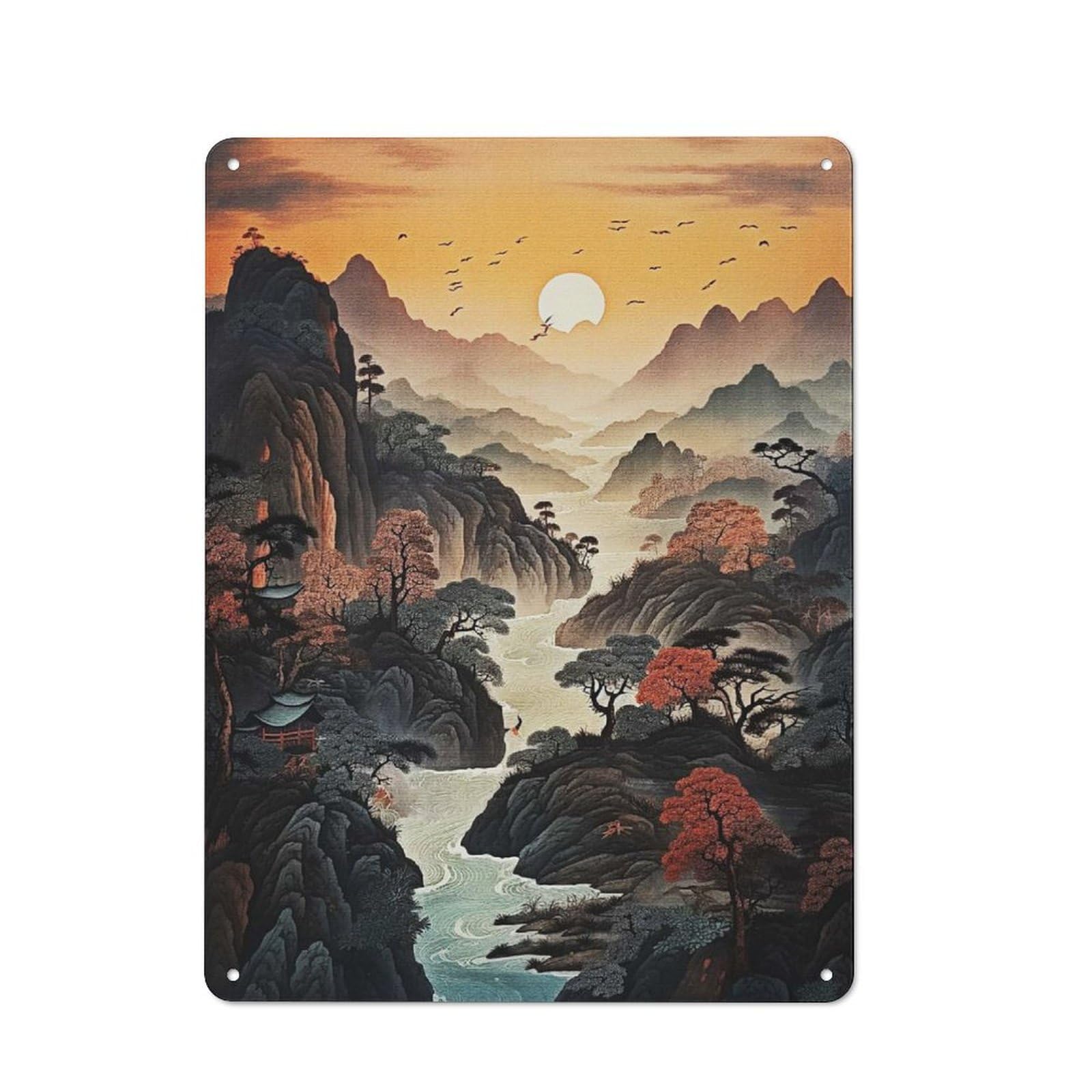 Junmoney Style-20 Vintage Tin Sign 40X30cm With Breathtaking Landscapes For Dining Room Or Kitchen, For Autumn Interiors With Vintage Character