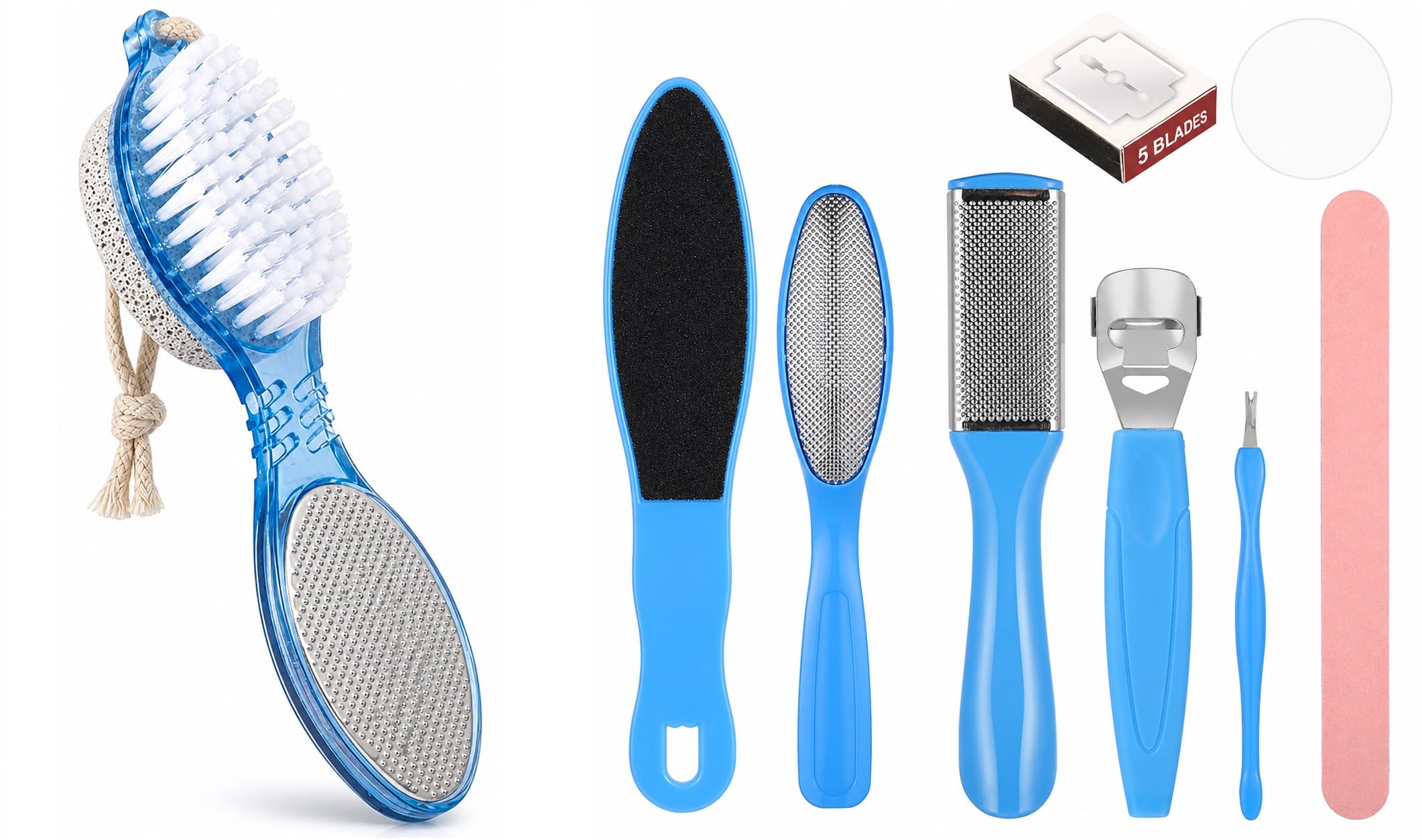 8 Piece Pedicure Kit for Feet Care with 4-in-1 Foot File, Callus Remover, Pumice Stone, Foot Scrubber Brush, Nail File, Cuticle Cleaner & Corn Shaver, Professional Home Spa Foot Care Tools-image-23