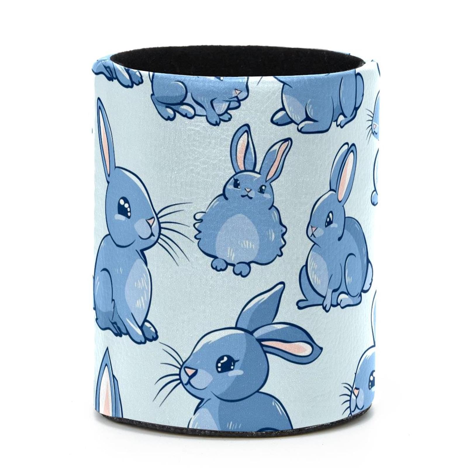 VAPOKF Round Pencil Holders for Desk, Cartoon Rabbit Pen Holders Pen Pot Makeup Brushes Storage Desktop Stationery Supplies Organiser for Home Office
