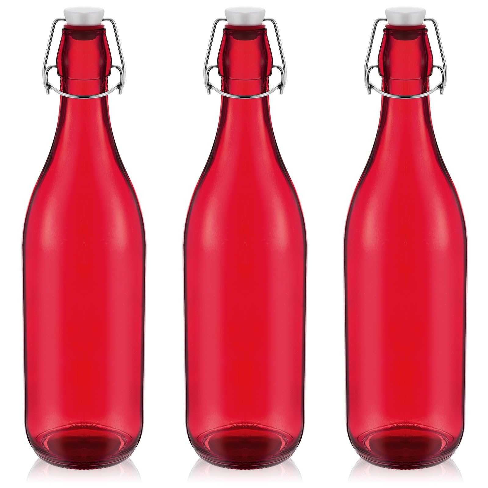 Teenyyou 3 Pcs Red Glass Bottle