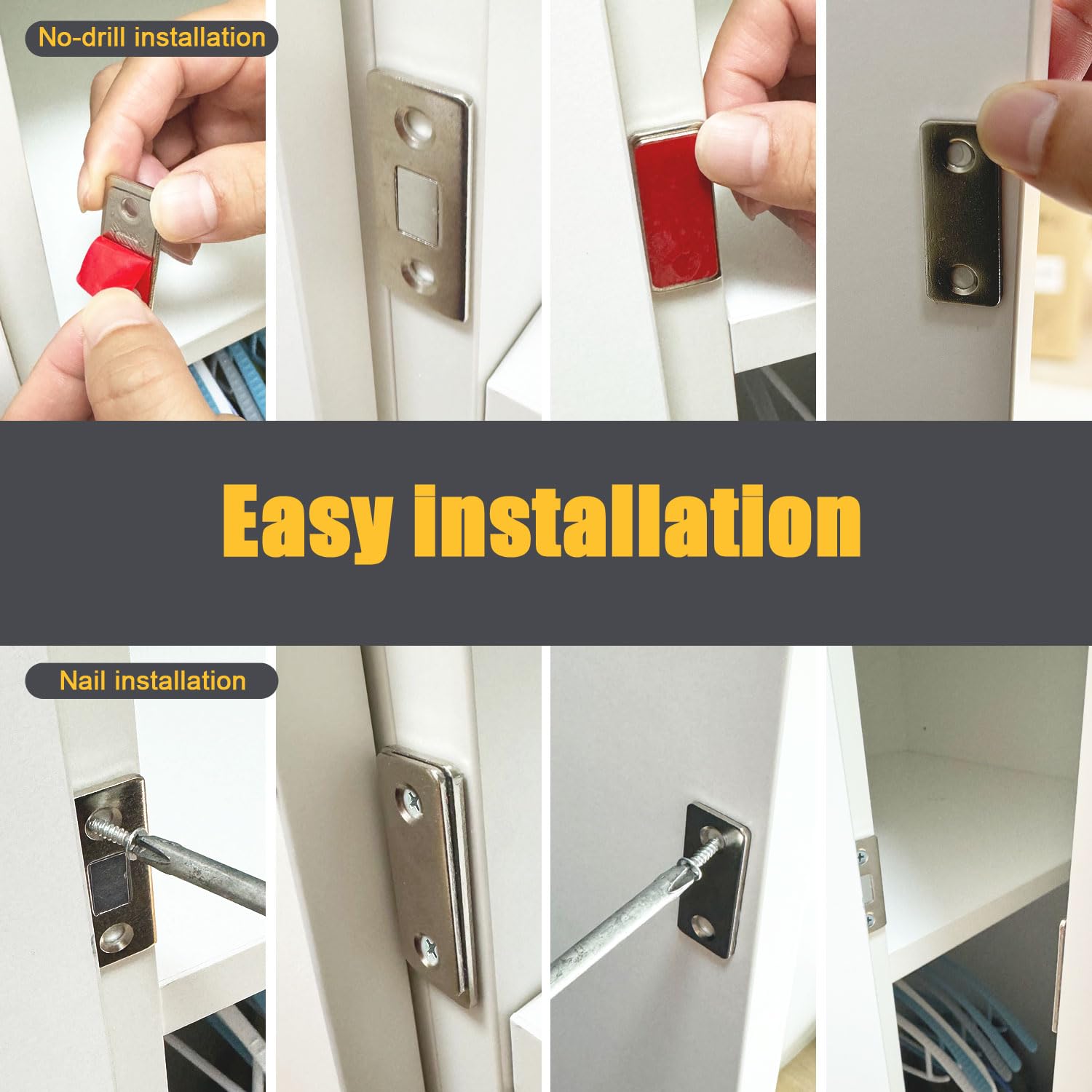 Cabinet Magnetic Catch,Ultra Thin 4 Pack Cabinet Door Magnetic Latch 3