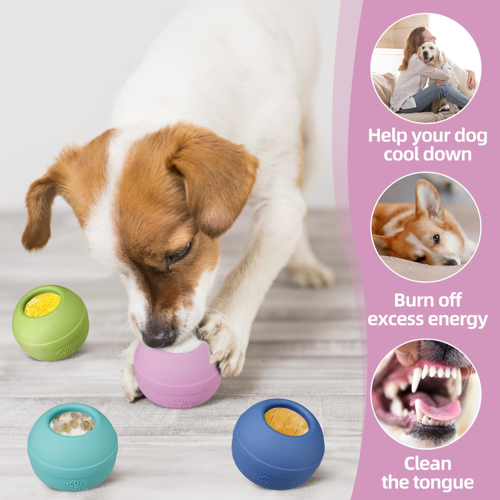 Jouet à lécher interactif durable pour chien, enrichissement en peluche pour garder les chiens occupés, jouet à mâcher oscillant et congelable, de qualité alimentaire (violet pastel, taille M)