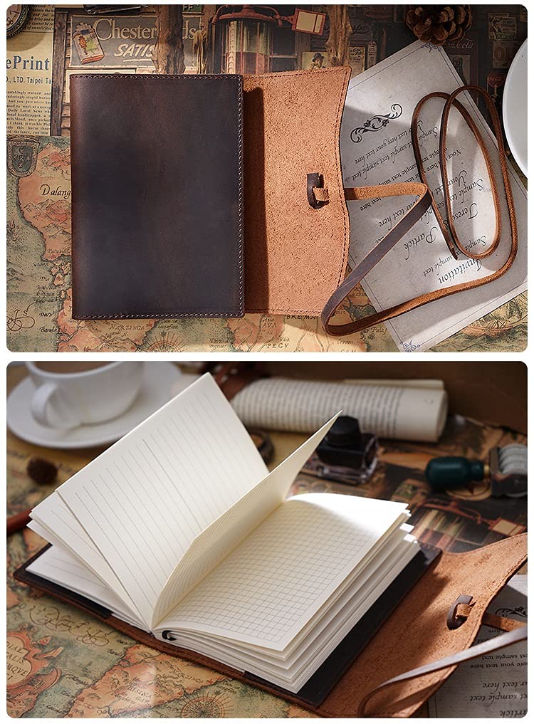 A5 / A6. Vintage Leder Reisejournal mit leerem Papier Lederabdeckung Skizzenbuch Notizbuch(Czarny,A5)