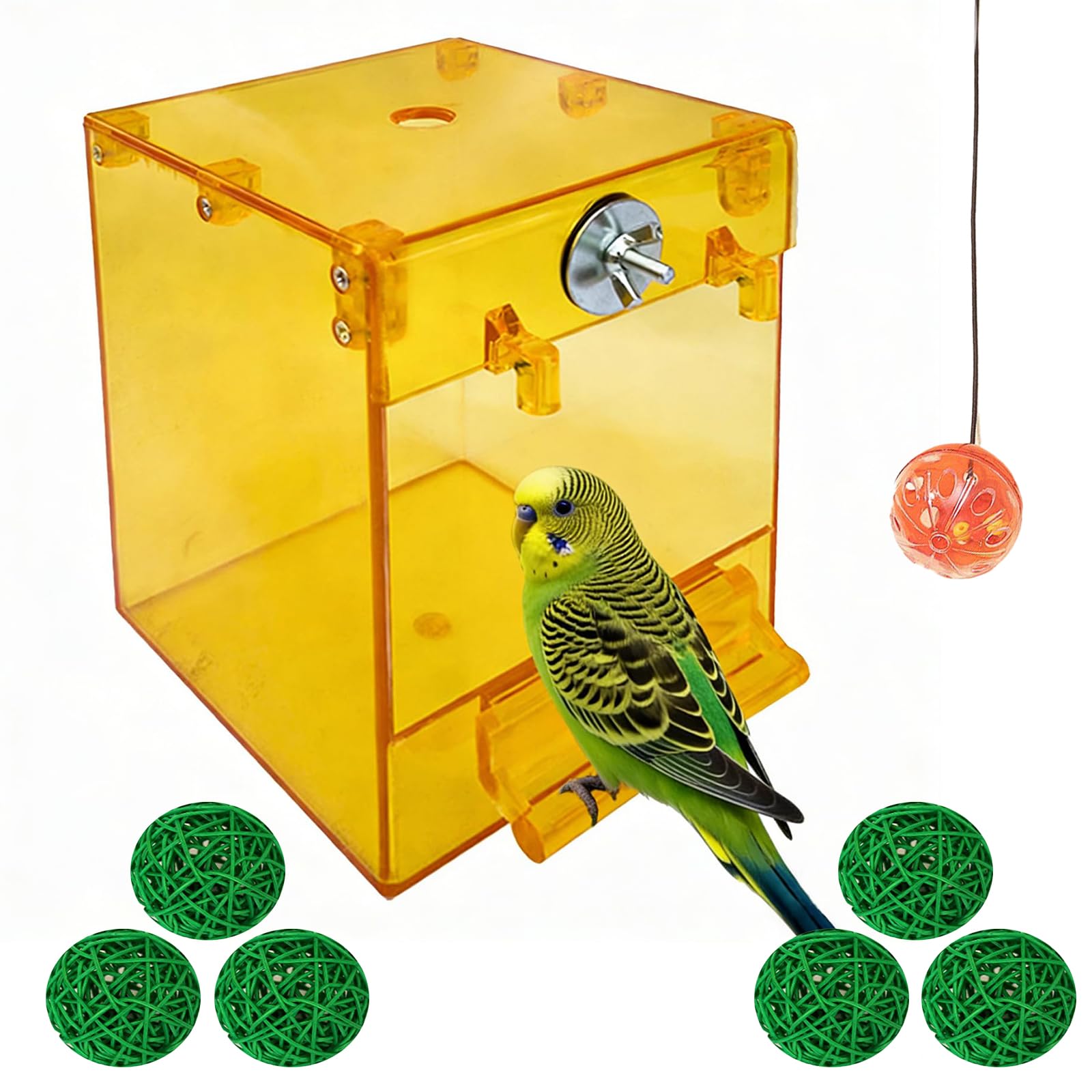 kathson Parrot Bath Box Hanging Bird Bathtub Tub Bath Acrylic No-Leakage Shower Box Bowl Cage Accessory for Small Pet Bird Parakeet Canary Cockatiels Budgies Lovebirds