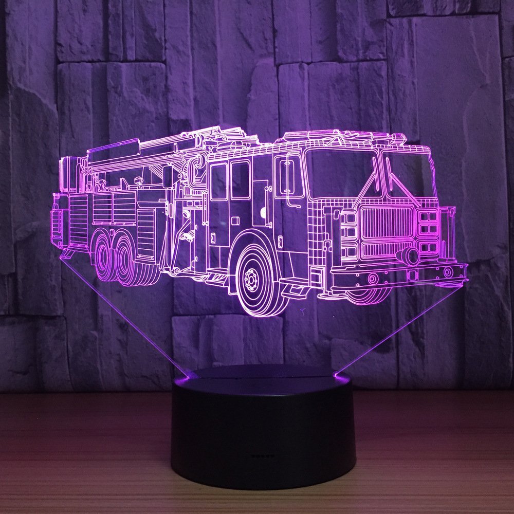 3D Feuerwehr-Maske Nachtlicht – 7 Farben, USB-Betrieb, Touch-Schalter, Acryl