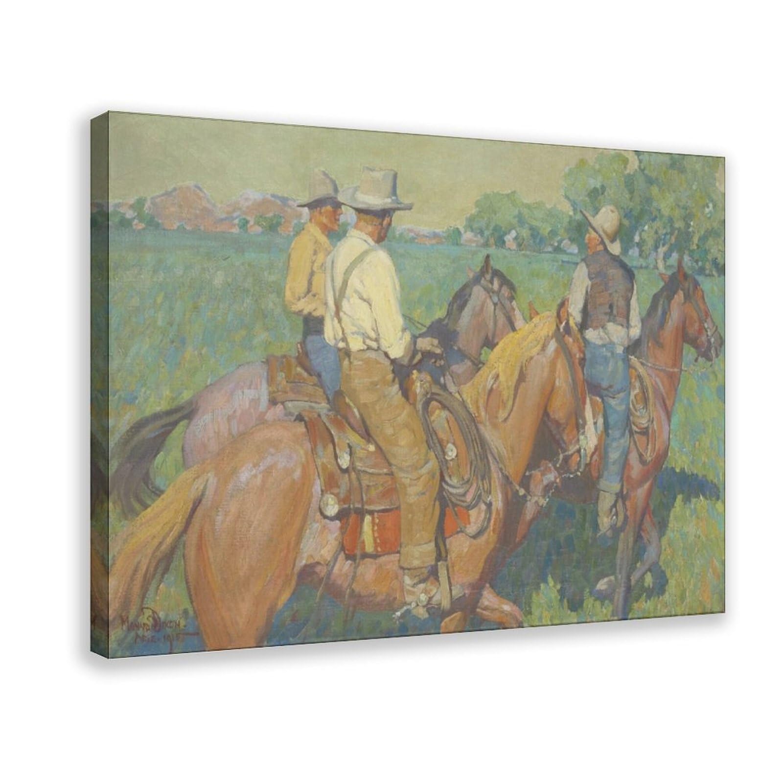 Toile Three Cowboys Maynard Dixon - Cadre suspendu décoration murale bureau 20x30cm
