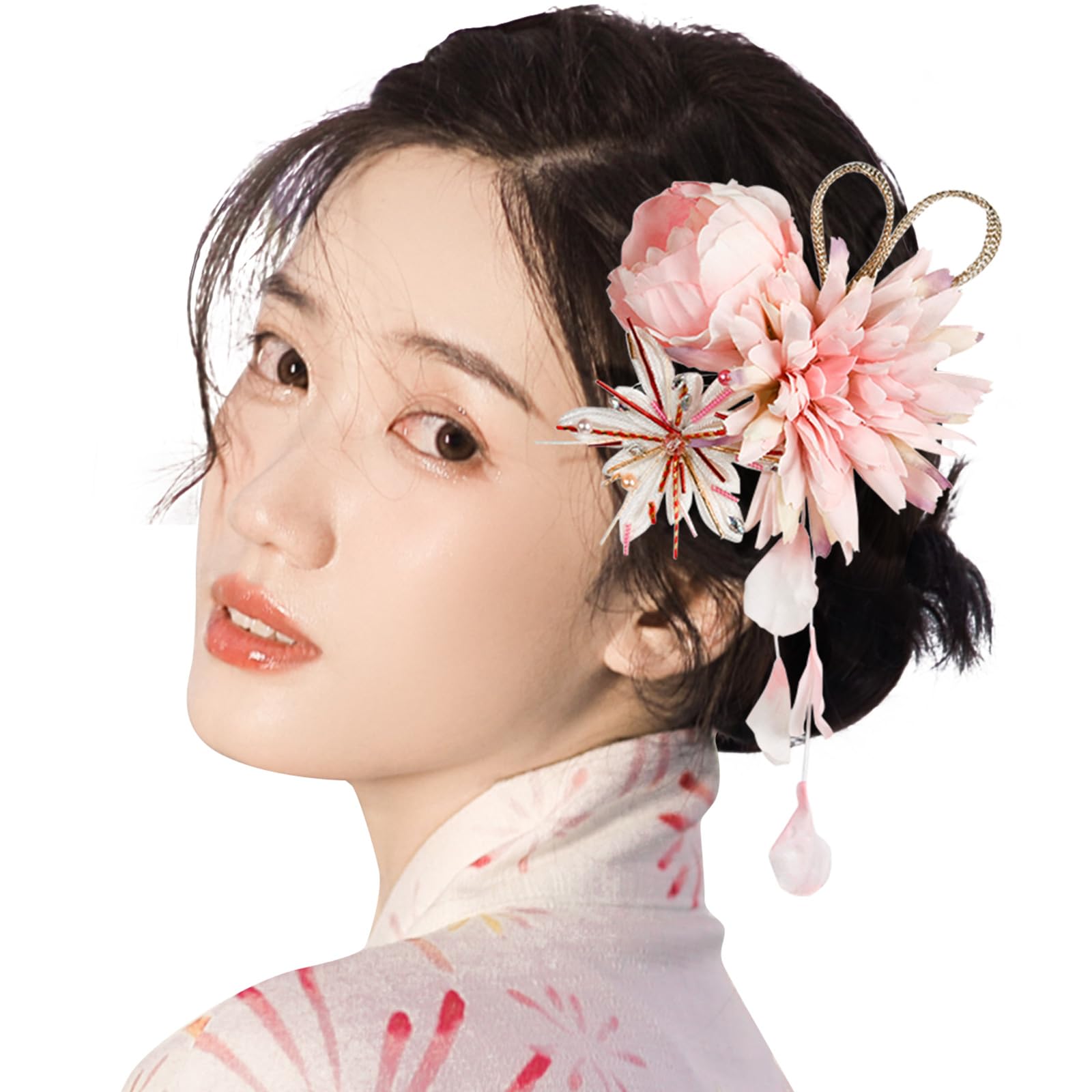 七五三・成人式・浴衣ヘアアクセサリー Amazon.co.jp: [OTAKUMARKET] 浴衣 髪飾り 成人式 花 七五三 袴