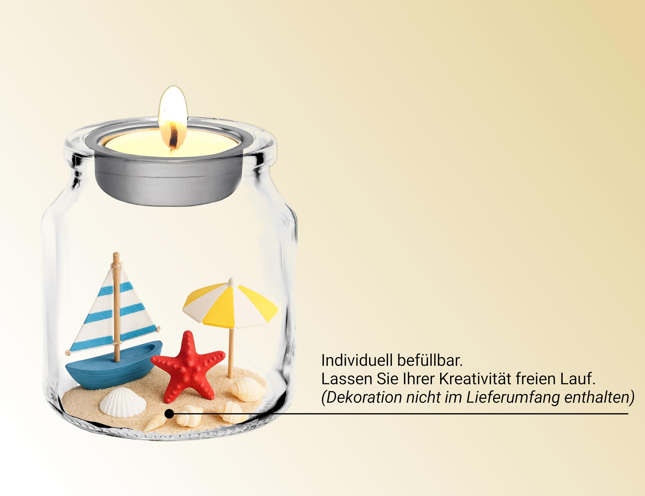 30x befüllbare Teelichtgläser mit Metalleinsatz aus Glas | Kleine Vasen aus Glas individuell gestaltbar - für Hochzeit, Tischdeko, Feier und persönliche Geschenke