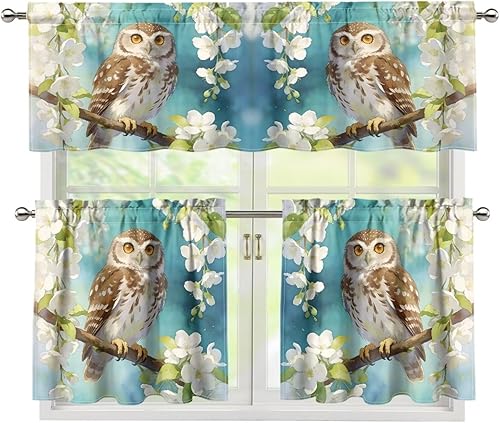 Miniatura 42 de Cortinas de Cocina con Patrón de Gallo Juego de 3 Piezas Elegante Juego de Cortinas de Cocina y Cenefas Elegante Juego de Cortinas de Sombra para