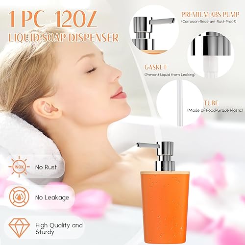 Miniatura 5 de Juego de accesorios para baño con cortina de ducha de lentejuelas, decoración de baño naranja con toalla