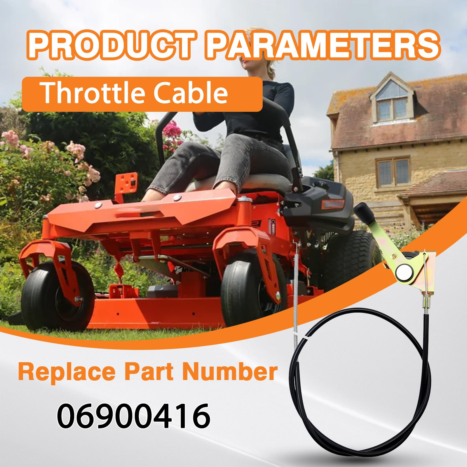 Cavo acceleratore compatibile con Ariens Ariens Zoom 34 42 50, Edge 34 42 52, Gravely ZT 34 42 50 Cavo di controllo di ricambio per tosaerba a raggio zero sostituire 06900416