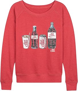 HYBRID APPAREL Diet Coke - Bottles and Cans - Women's French Terry Long Sleeve Pullover - Size 4X Heather Red