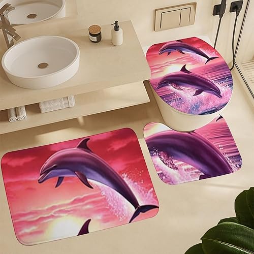 Miniatura 6 de Juego de 4 cortinas de ducha de baño, juegos de baño con alfombras (tapete de baño, forma de U y tapa de inodoro), juego de decoración de baño de